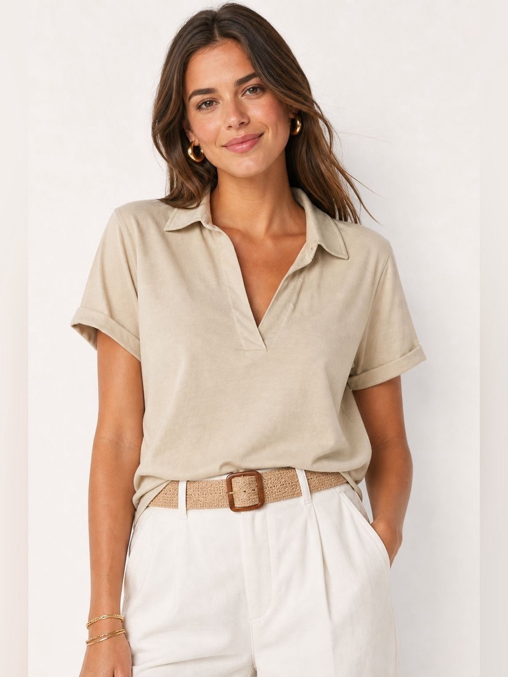 Tuckernuck collared polo tee shirt tan cream size XL